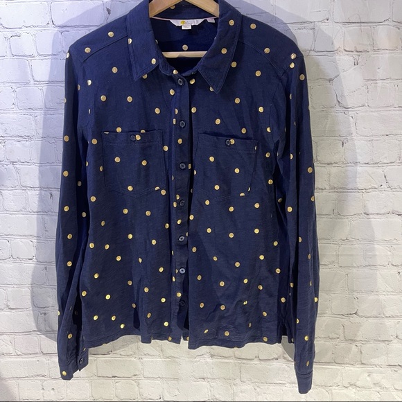 Boden Tops - Boden Blue Gold Polka Dot Button Up Shirt Sz 12R